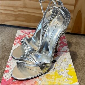 Chinese Laundry Metallic Silver Strappy Heels